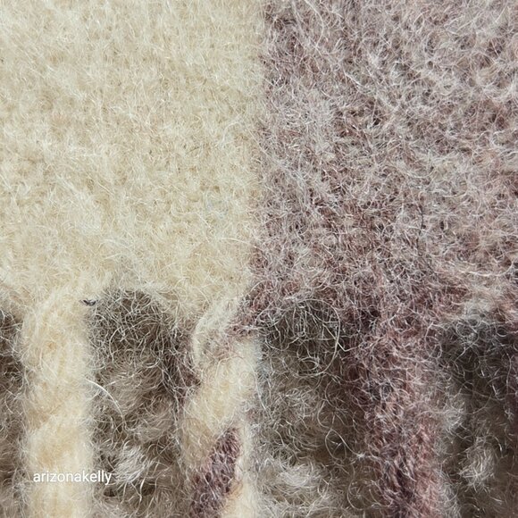 Wool Scarf Neutral Colors Stripe - Picture 6 of 13